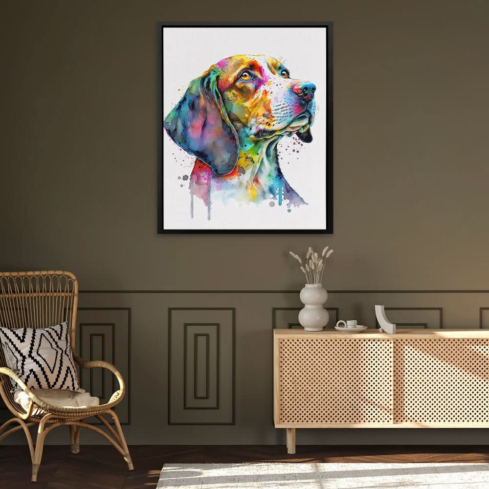 Hound Watercolor - Watercolor Colorful Canvas Wall Art