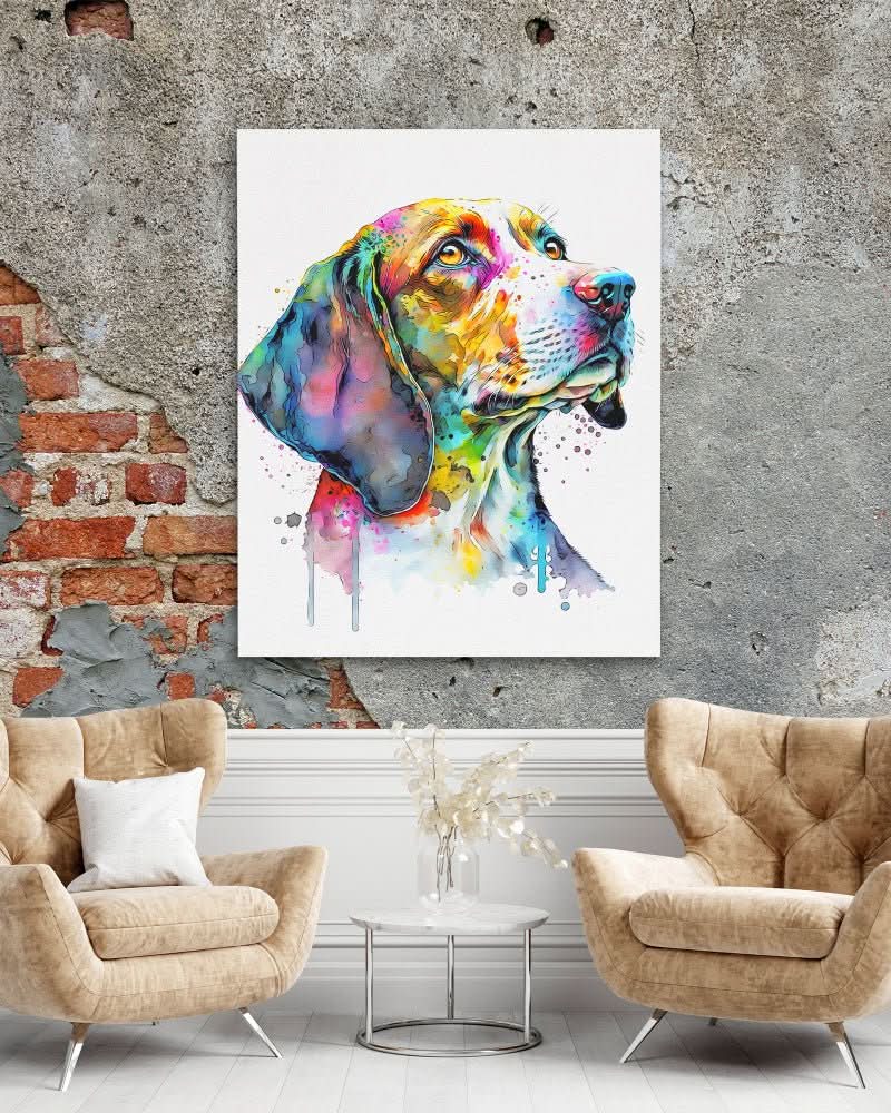 Hound Watercolor - Colorful Dog Canvas Print