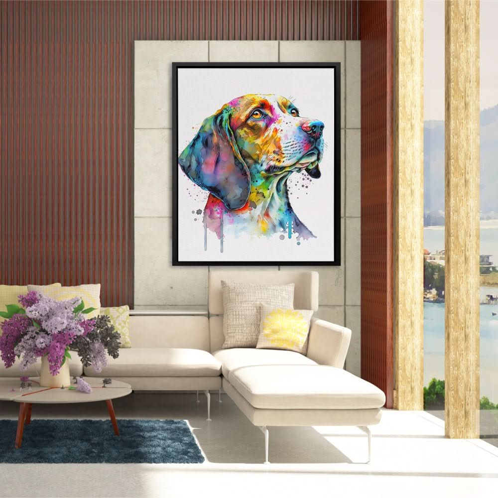 Hound Watercolor - Watercolor Wall Art in Black Frame