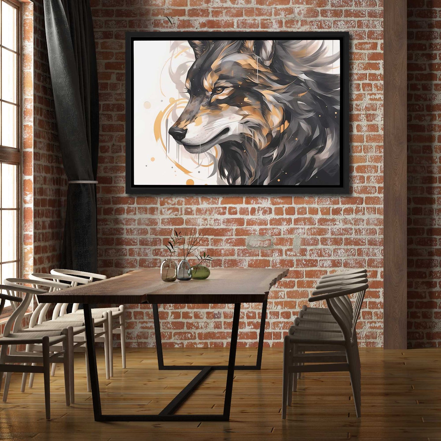 Howling Gold - Black Canvas Wall Art