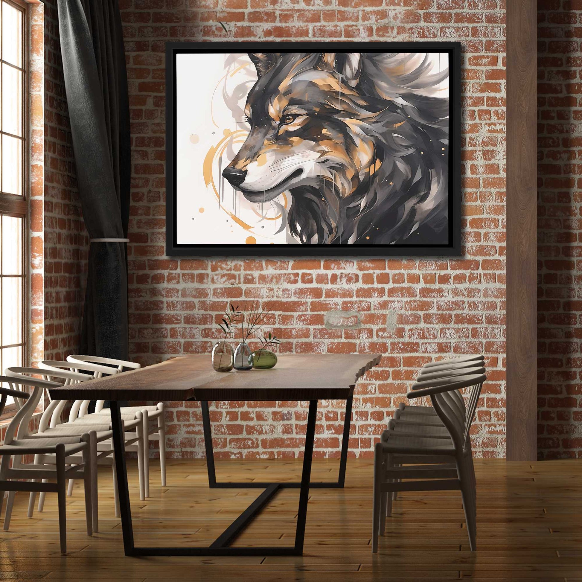 Howling Gold - Black Canvas Wall Art