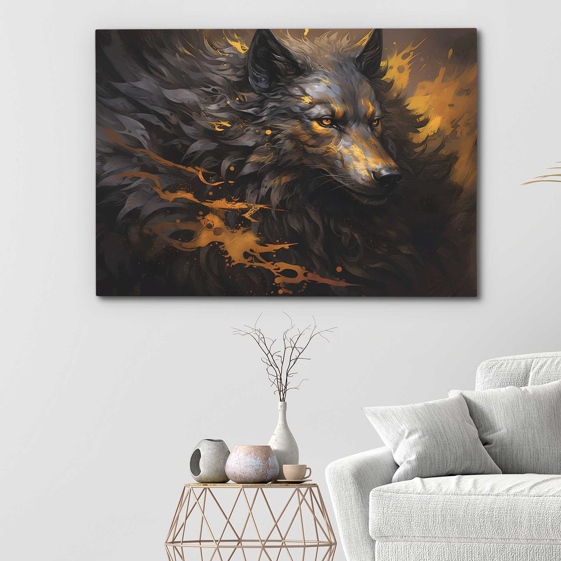 Howling Majesty - Black Wolf Canvas Print