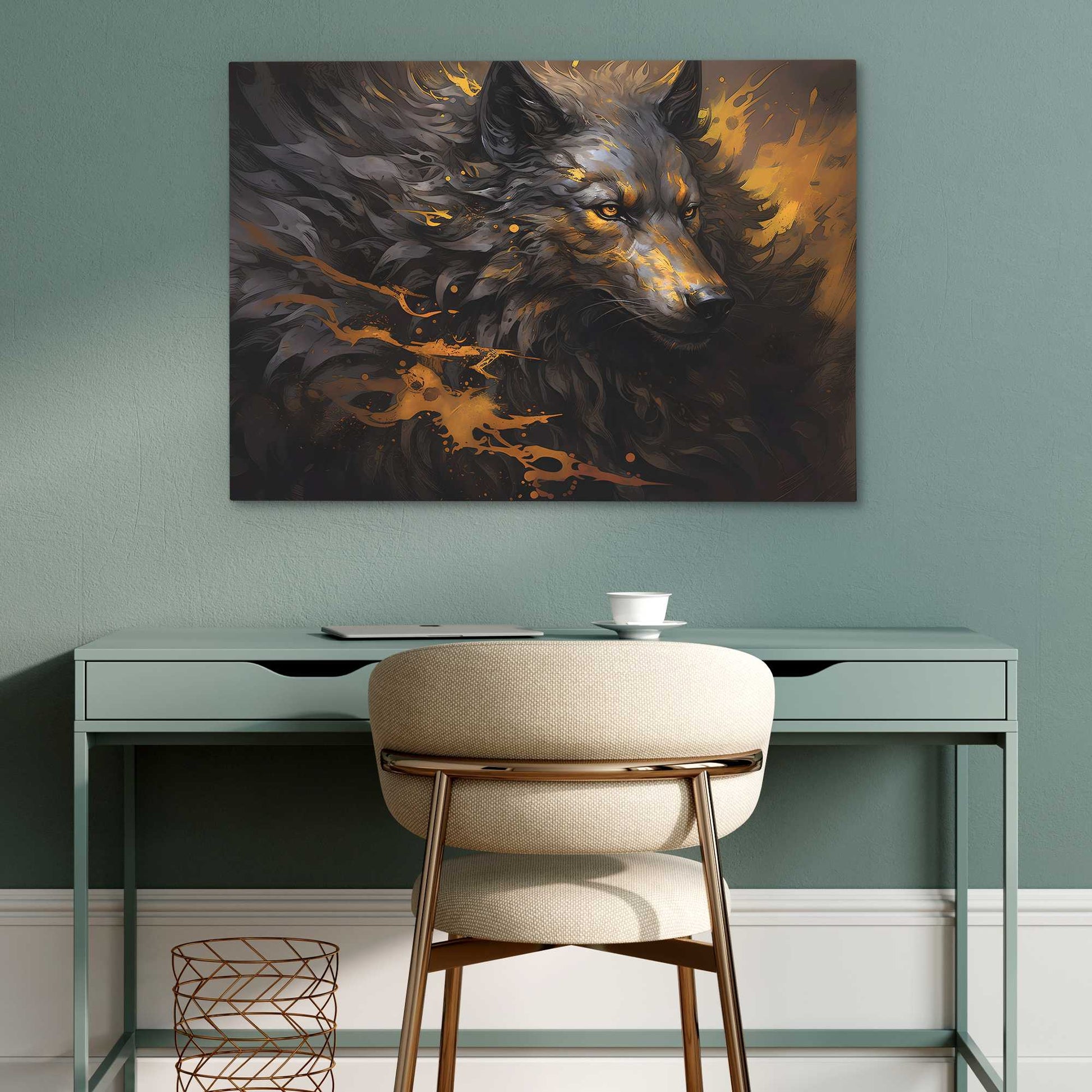 Howling Majesty - Wolf Wall Art in Black Frame