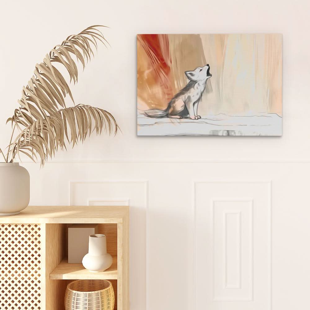 Howling Wolf Cub - Large Watercolor Canvas Print