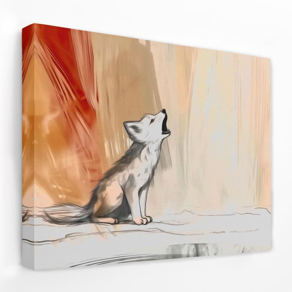 Howling Wolf Cub - Animals Canvas Wall Art