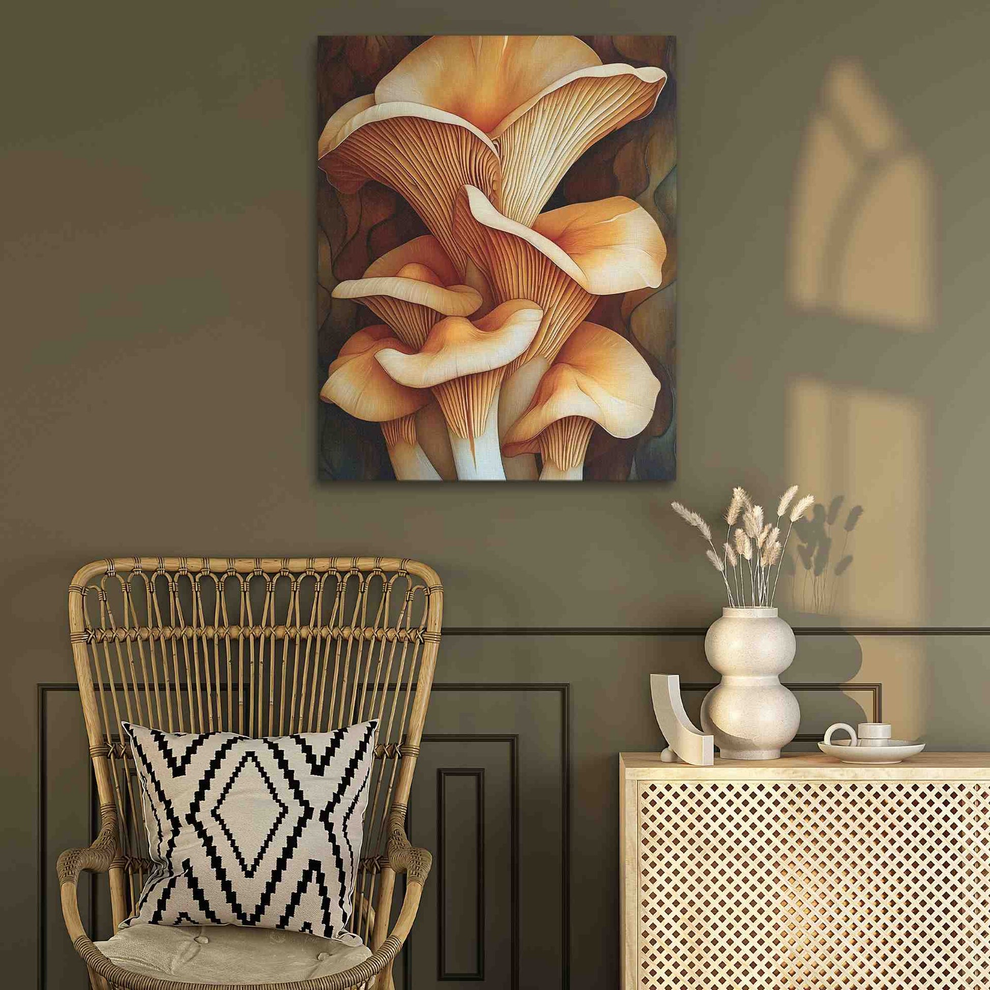 Huge Mushrooms - Beige Canvas Wall Art