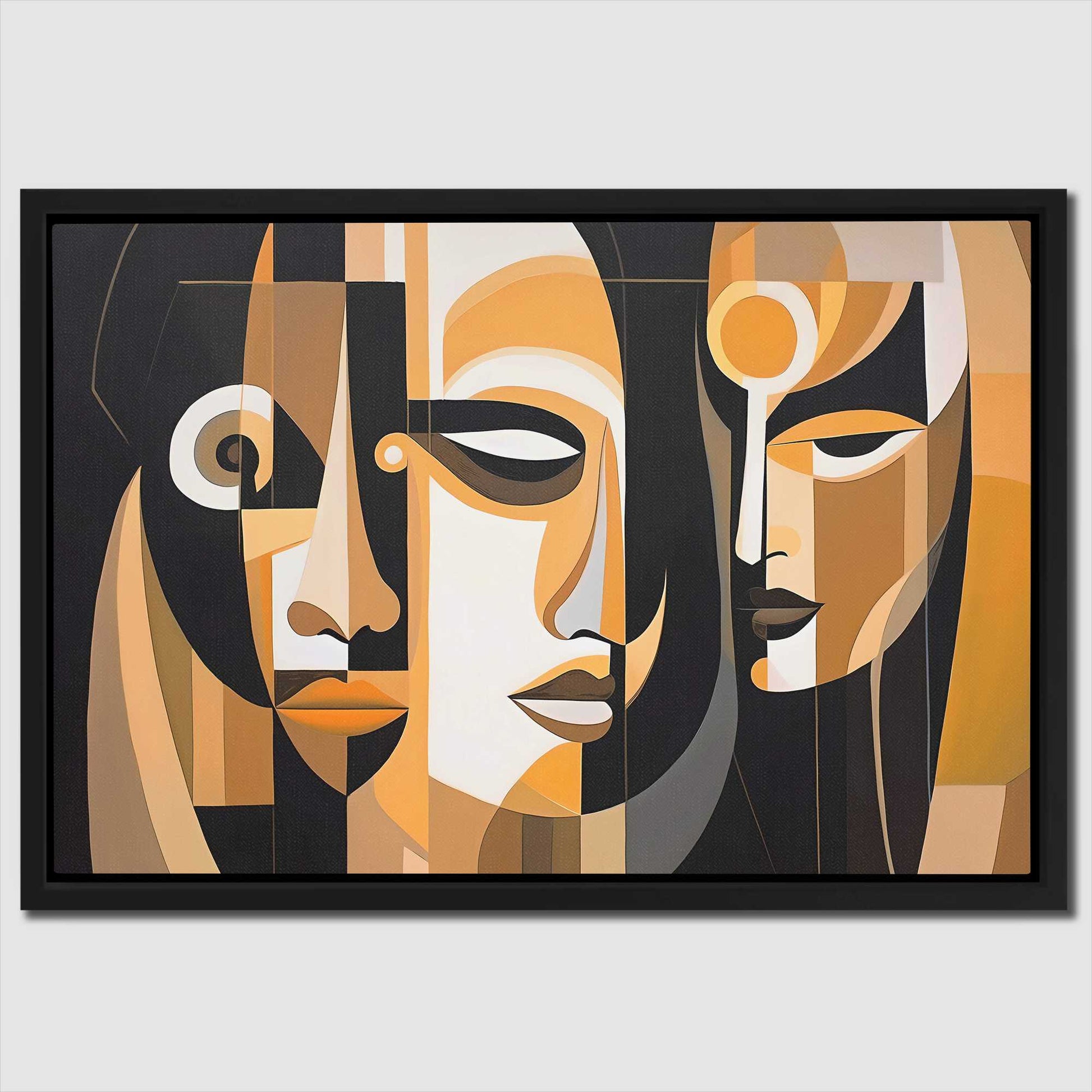 Human Embrace - Black Gold and White Art for Bedroom
