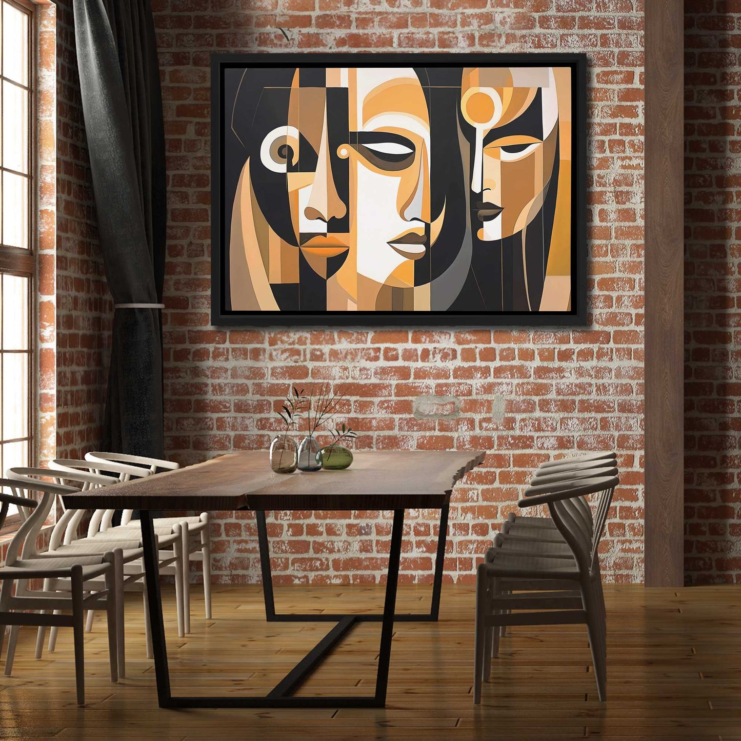 Human Embrace - Black and Gold Figure Canvas Print