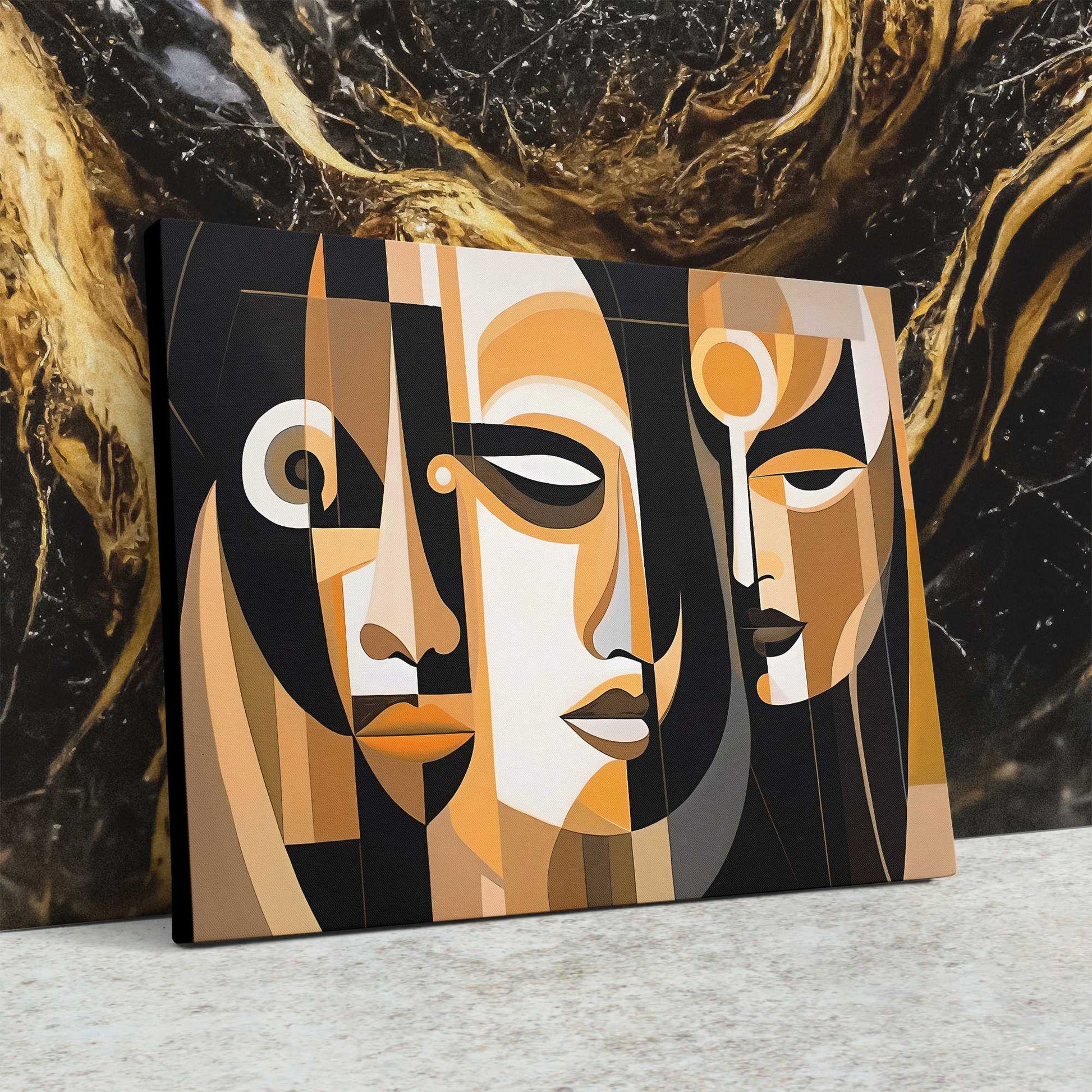 Human Embrace - Abstract Wall Art in Black Frame