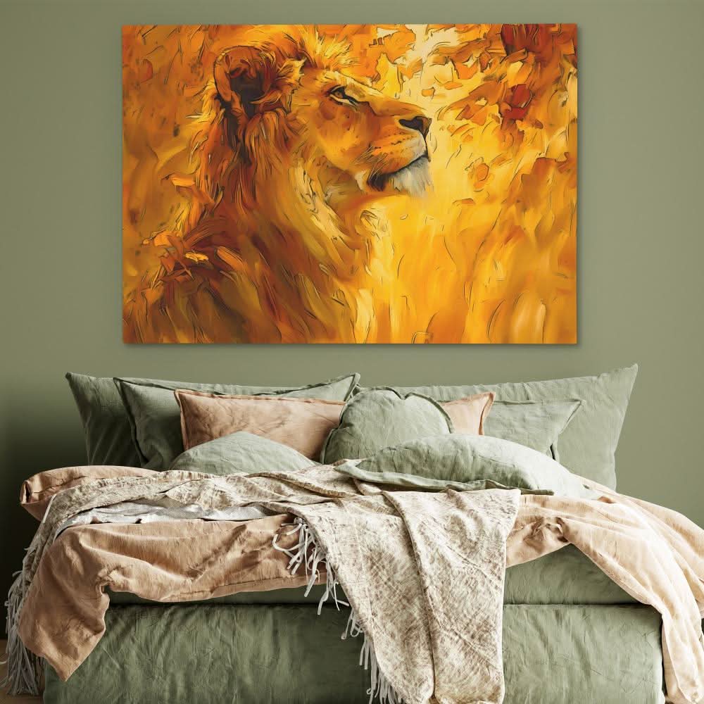Humble Gold Lion - Large Abstract Canvas Print