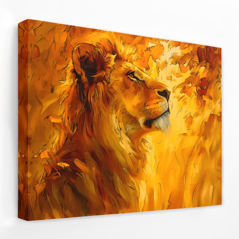 Humble Gold Lion - Animals Canvas Wall Art