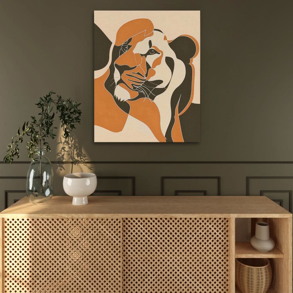 Humble Lioness - Abstract Wall Art in Black Frame