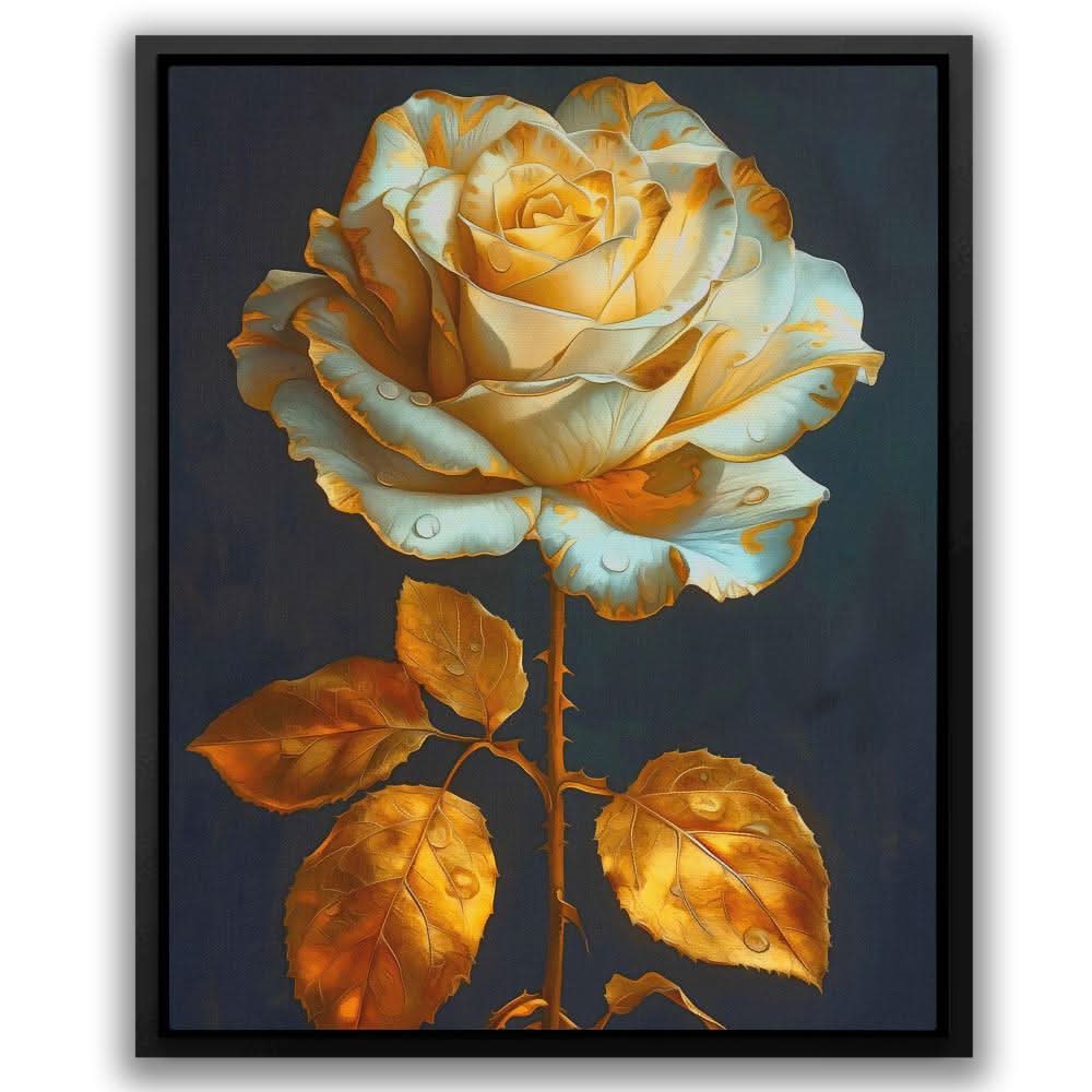 Humble Rose - Black and Gold Canvas Print