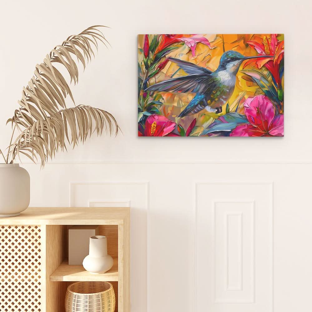 Hummingbird Feeding - Large Canvas Print