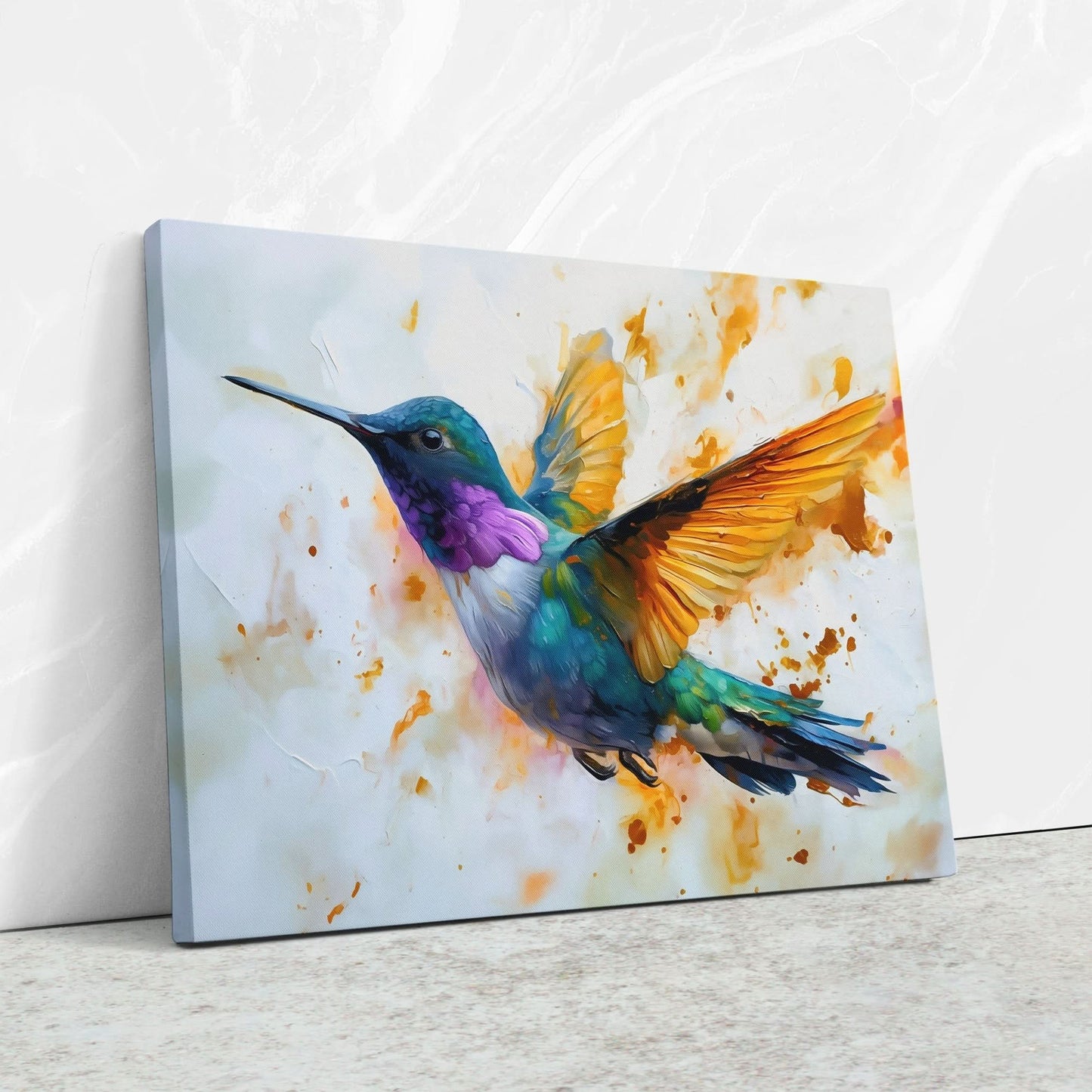 Hummingbird Fluttering - Large Canvas Print
