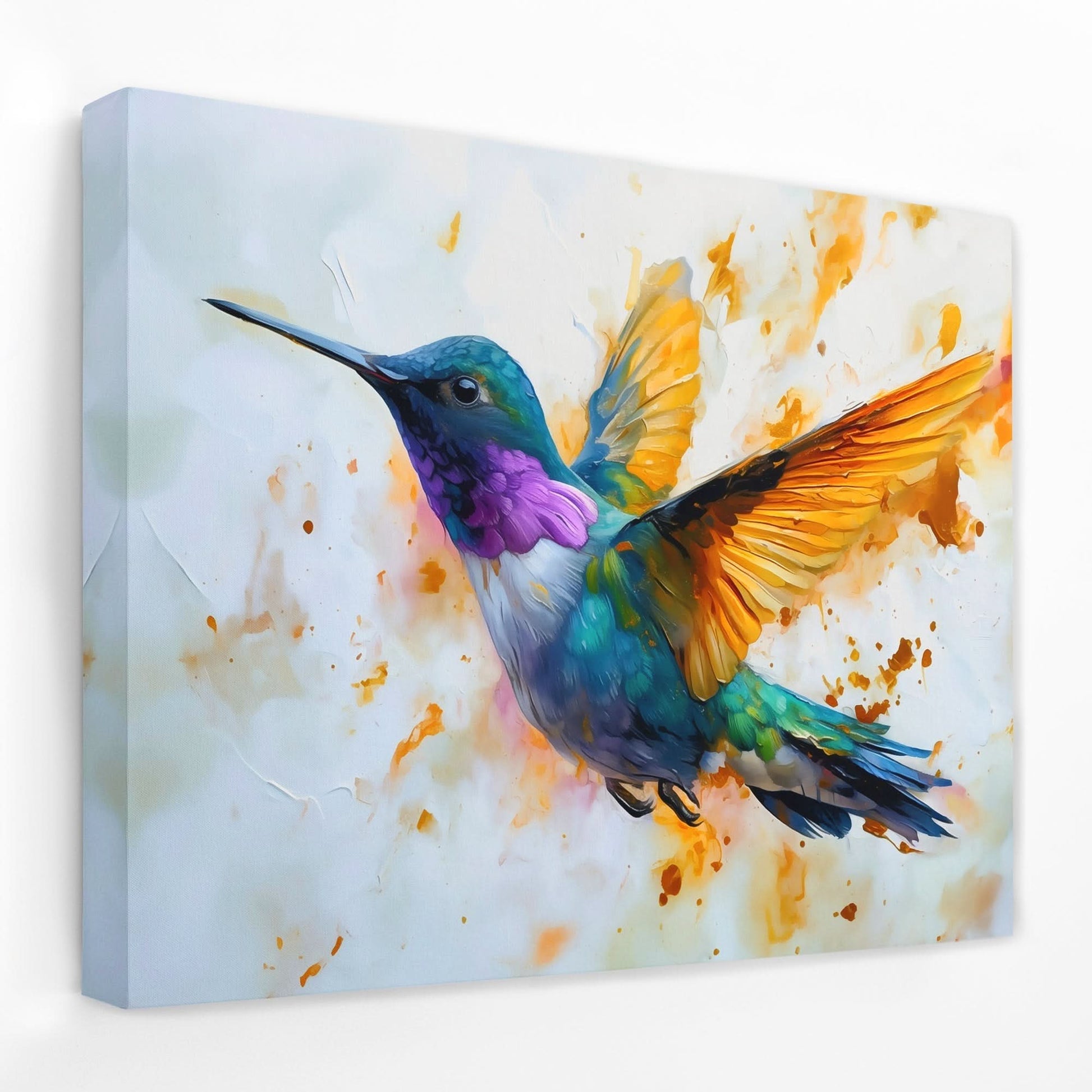 Hummingbird Fluttering - Animals Canvas Wall Art