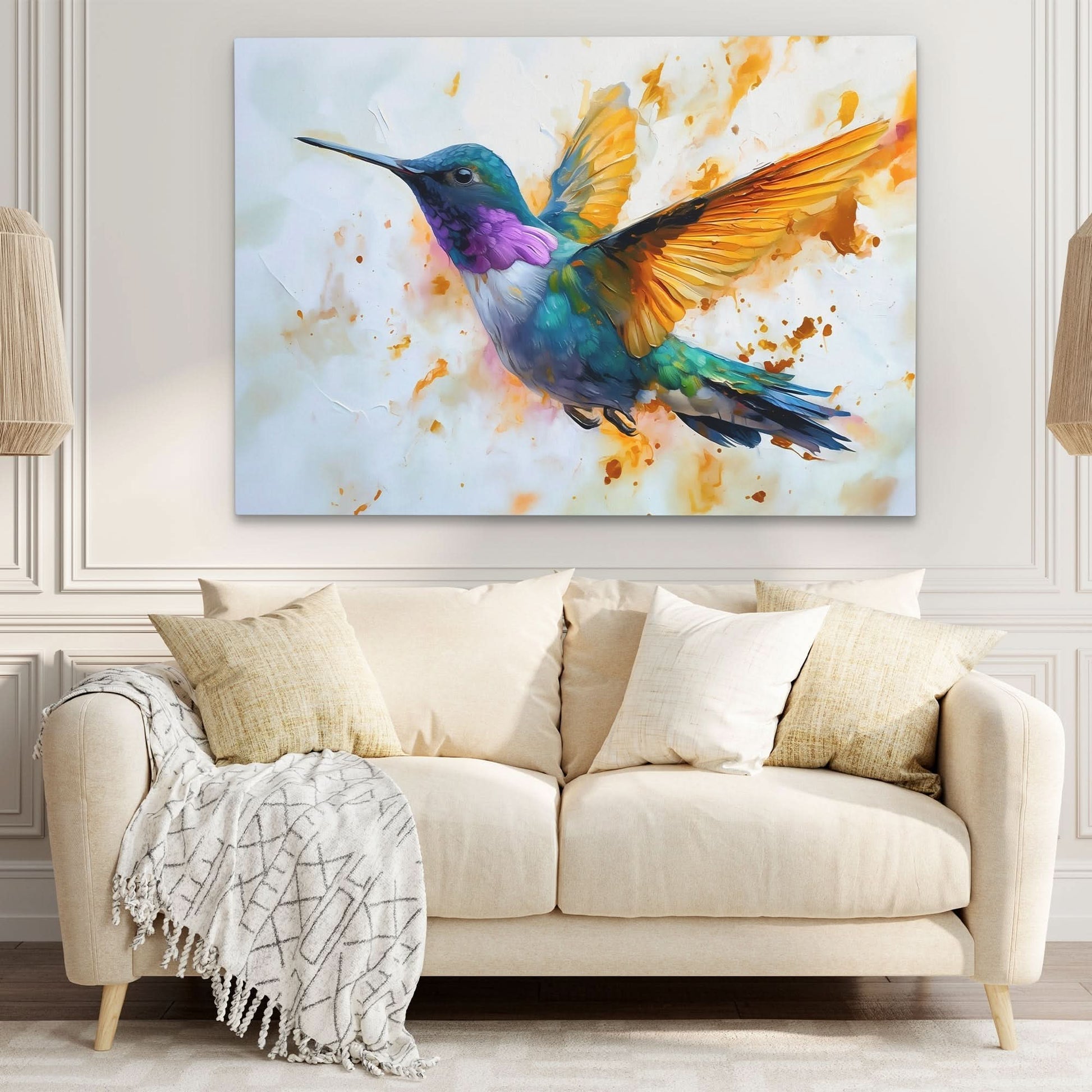 Hummingbird Fluttering - Animals Art