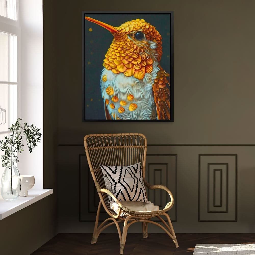 Hummingbird Gold - Animals Art for Bedroom
