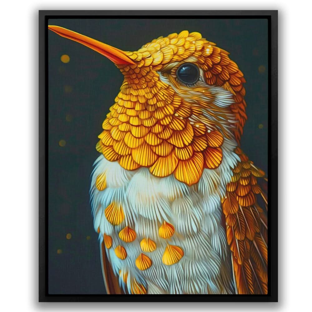 Hummingbird Gold - Animals Canvas Wall Art