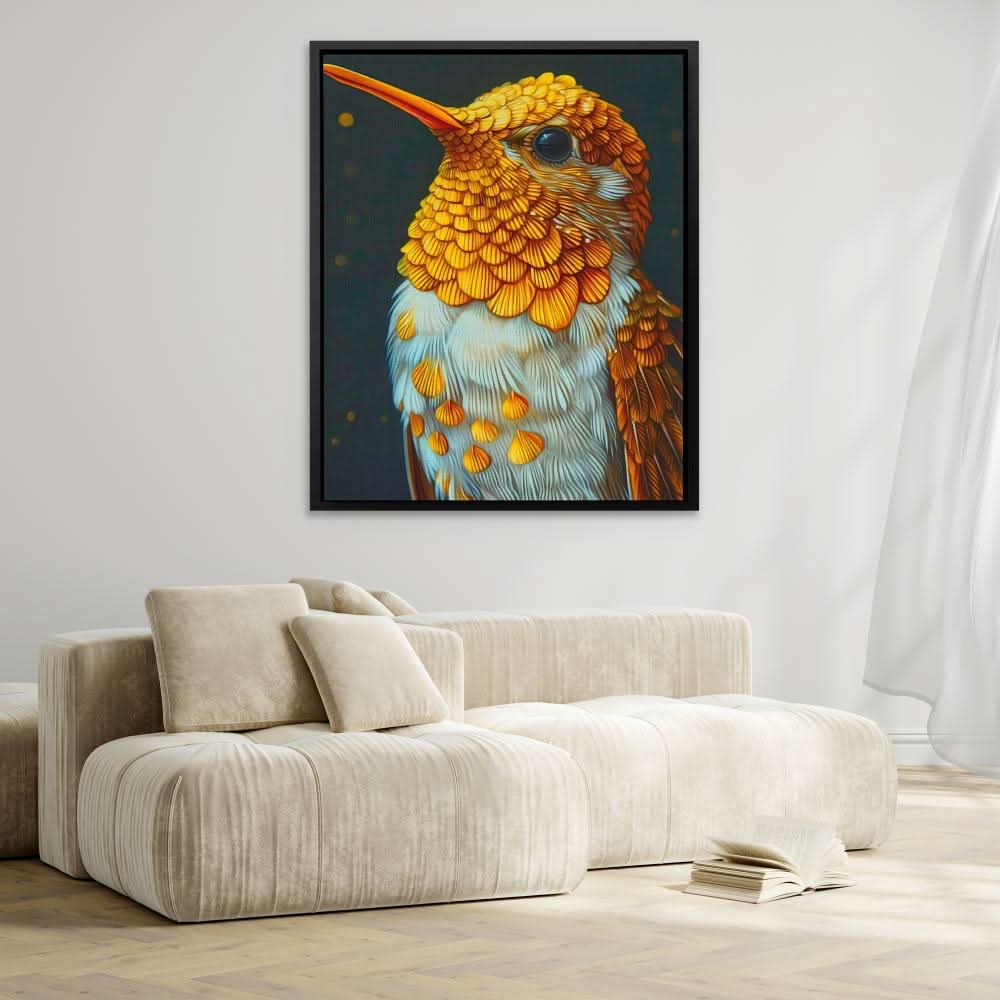 Hummingbird Gold - Large Modern Canvas Print