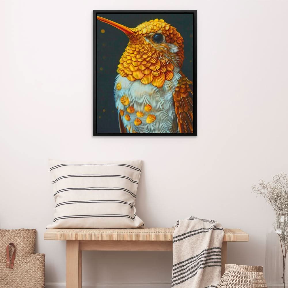 Hummingbird Gold - Colorful Bird Canvas Print