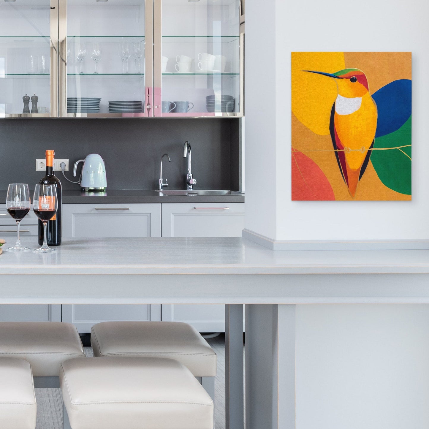 Hummingbird Golden Wings - Luxury Wall Art
