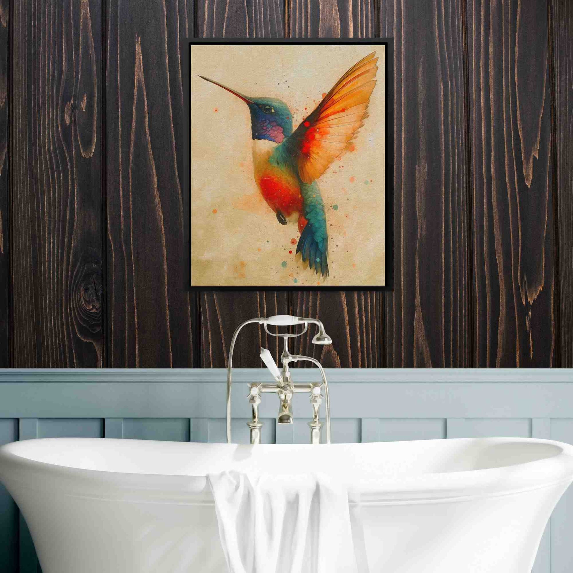 Hummingbird Watercolor - Beige Wall Art for Dining Room
