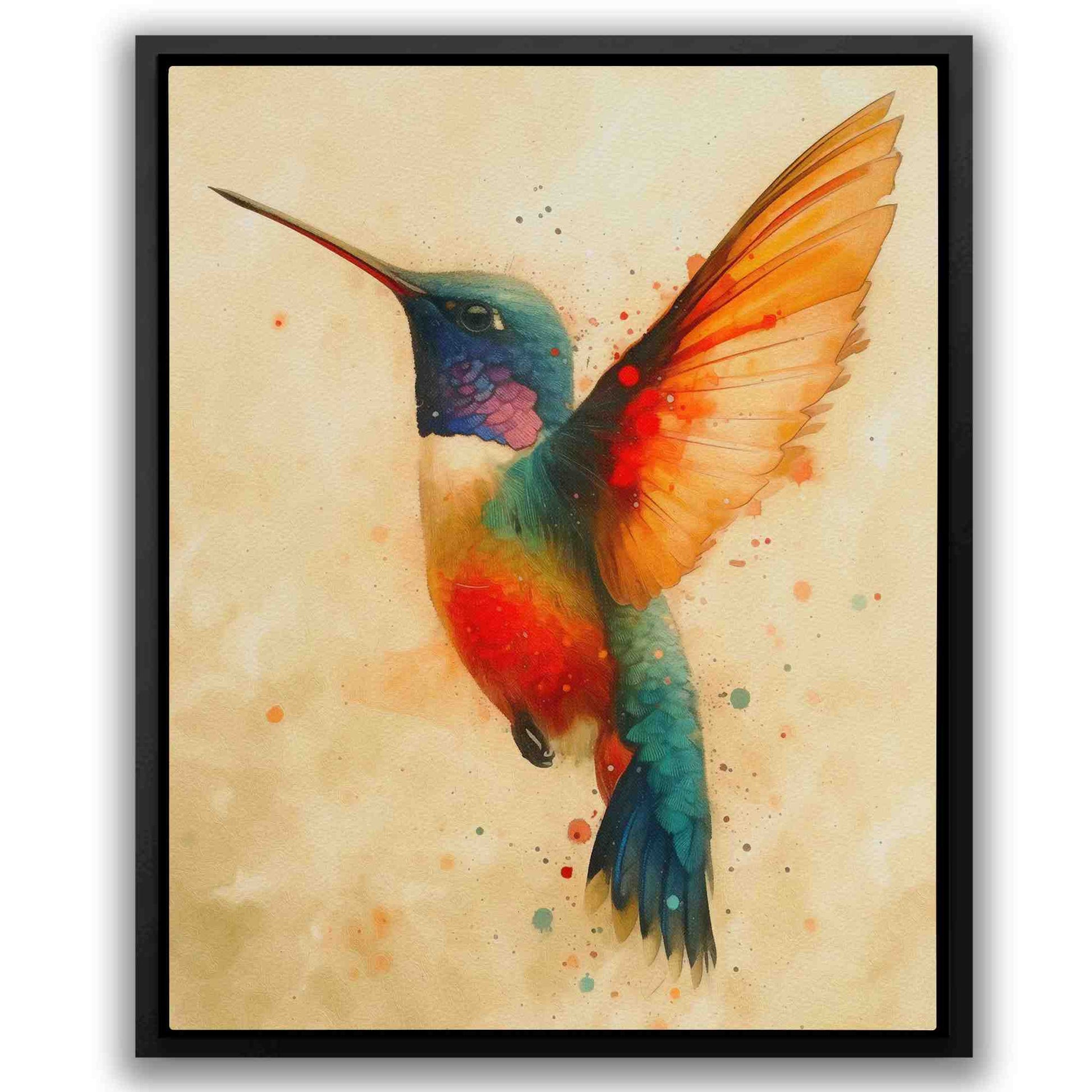 Hummingbird Watercolor - Beige Bird Canvas Print