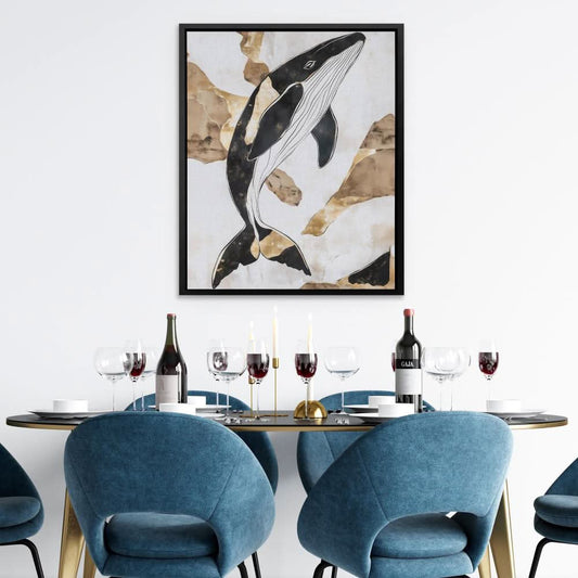 Humpback Whale Splash - Contemporary Wall Art in Black Frame