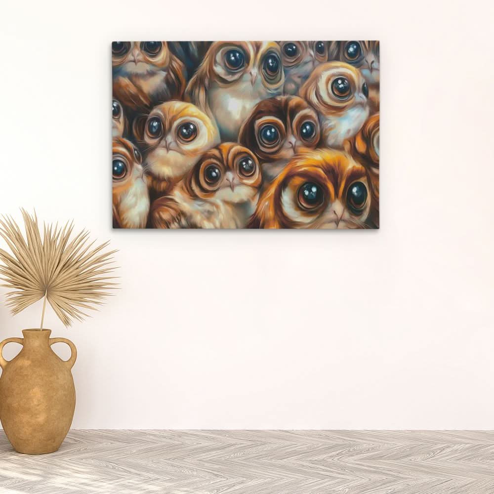 Hungry Birds - Bird Wall Art in Black Frame