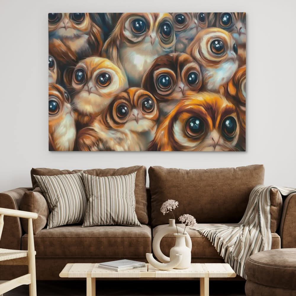 Hungry Birds - Brown Wall Art for Kids Room