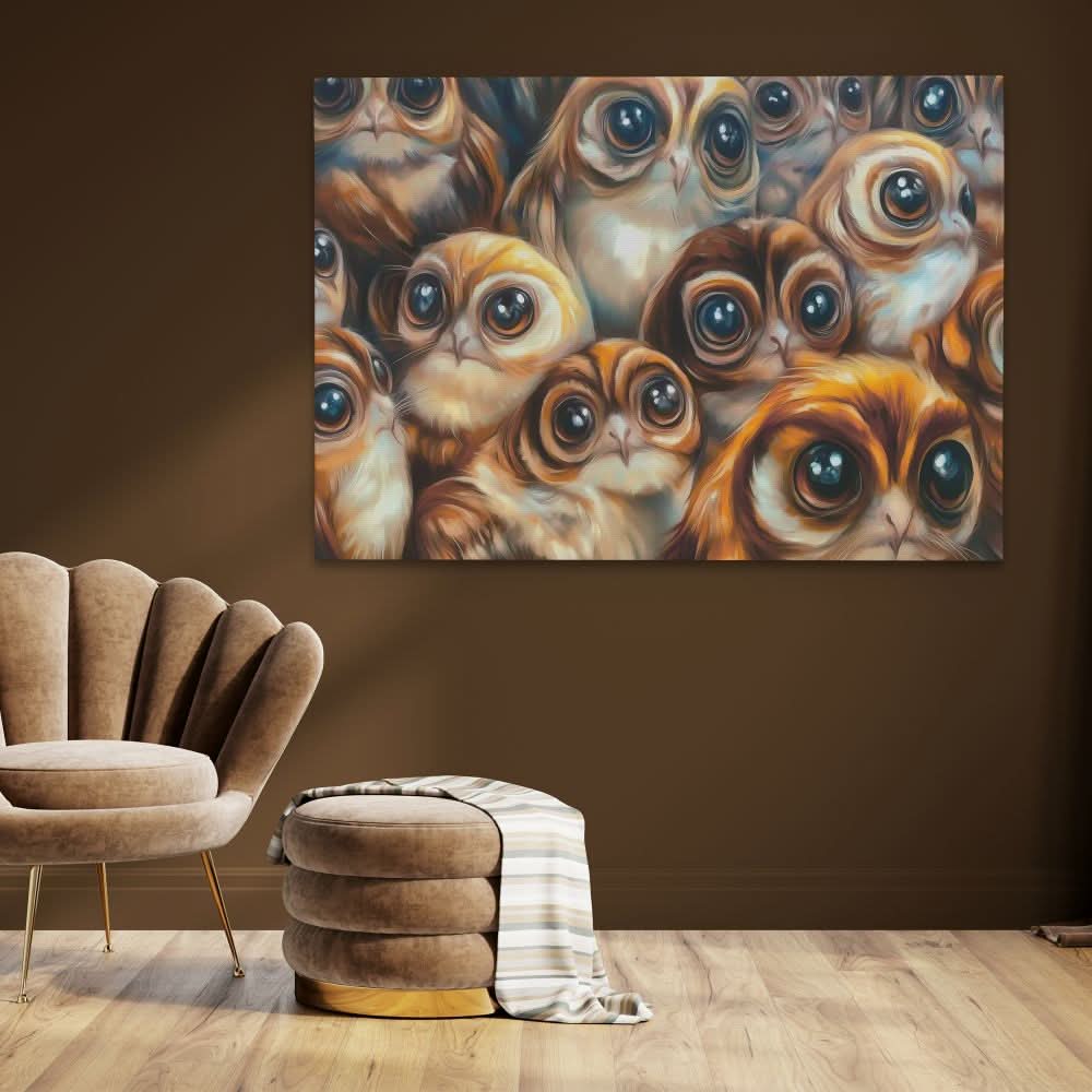 Hungry Birds - Brown Bird Canvas Print