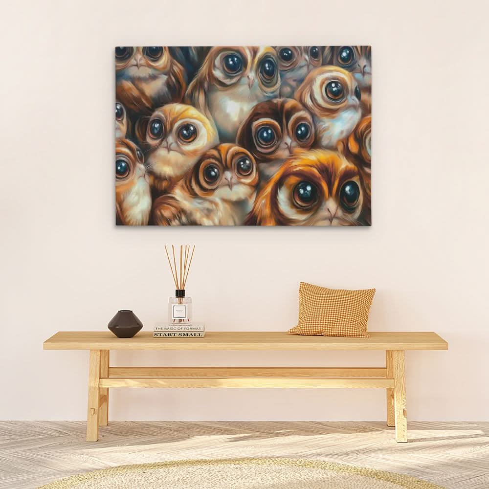 Hungry Birds - Maximalist Earth Tones Canvas Wall Art