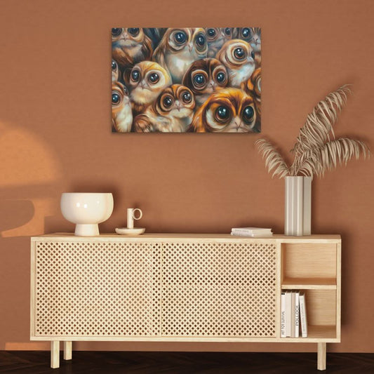 Hungry Birds - Contemporary Wall Art in Black Frame
