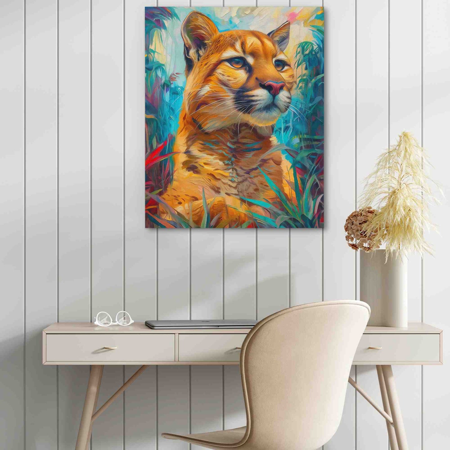 Hunting Cougar - Large Canvas Print