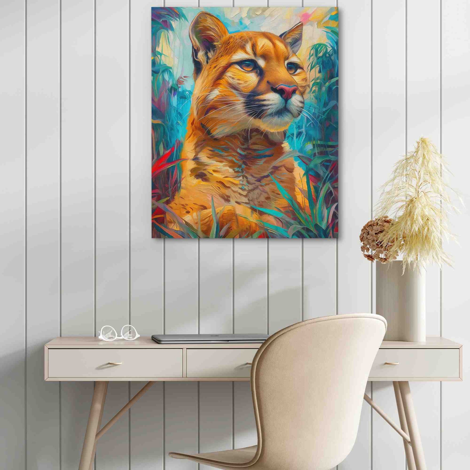 Hunting Cougar - Large Canvas Print