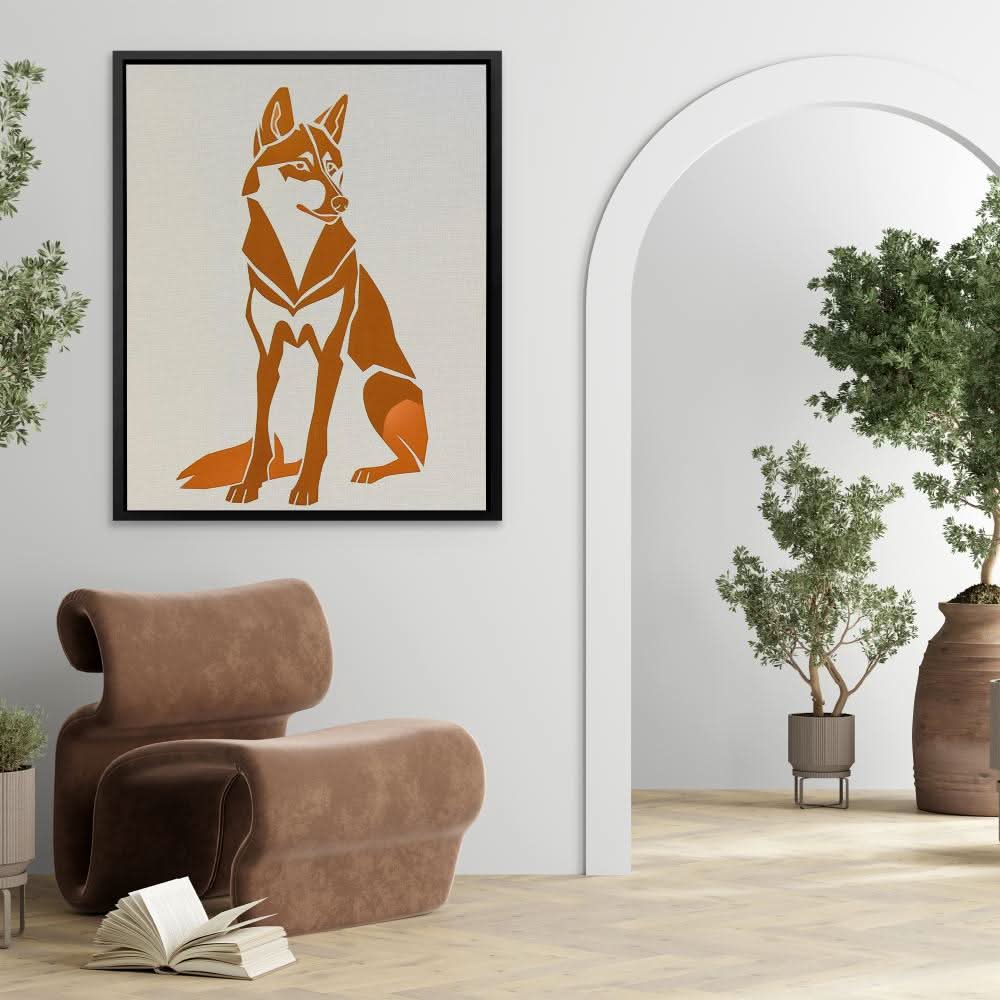 Husky Illustration - Best Sellers Wall Art in Black Frame