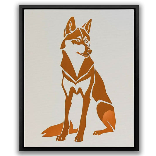 Husky Illustration - Abstract Wall Art in Black Frame