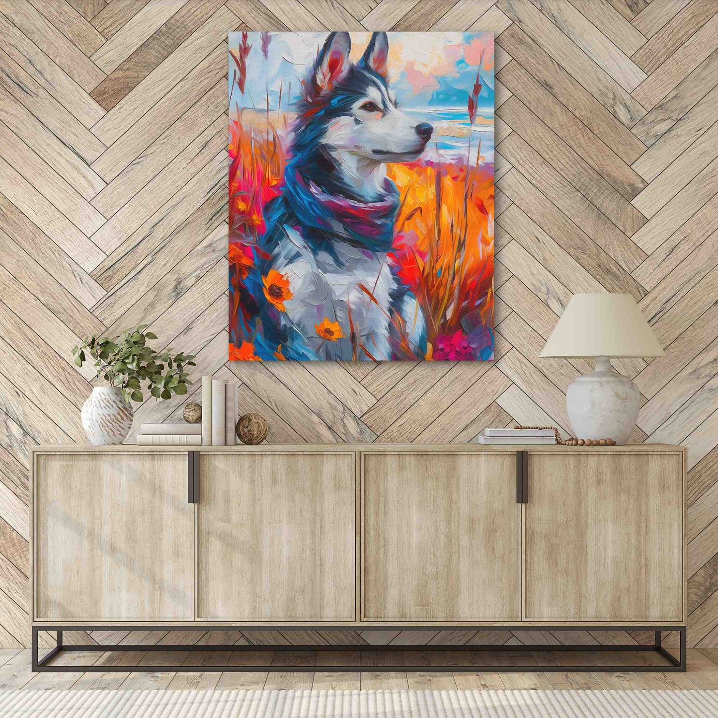 Husky Watercolor - Large Canvas Print