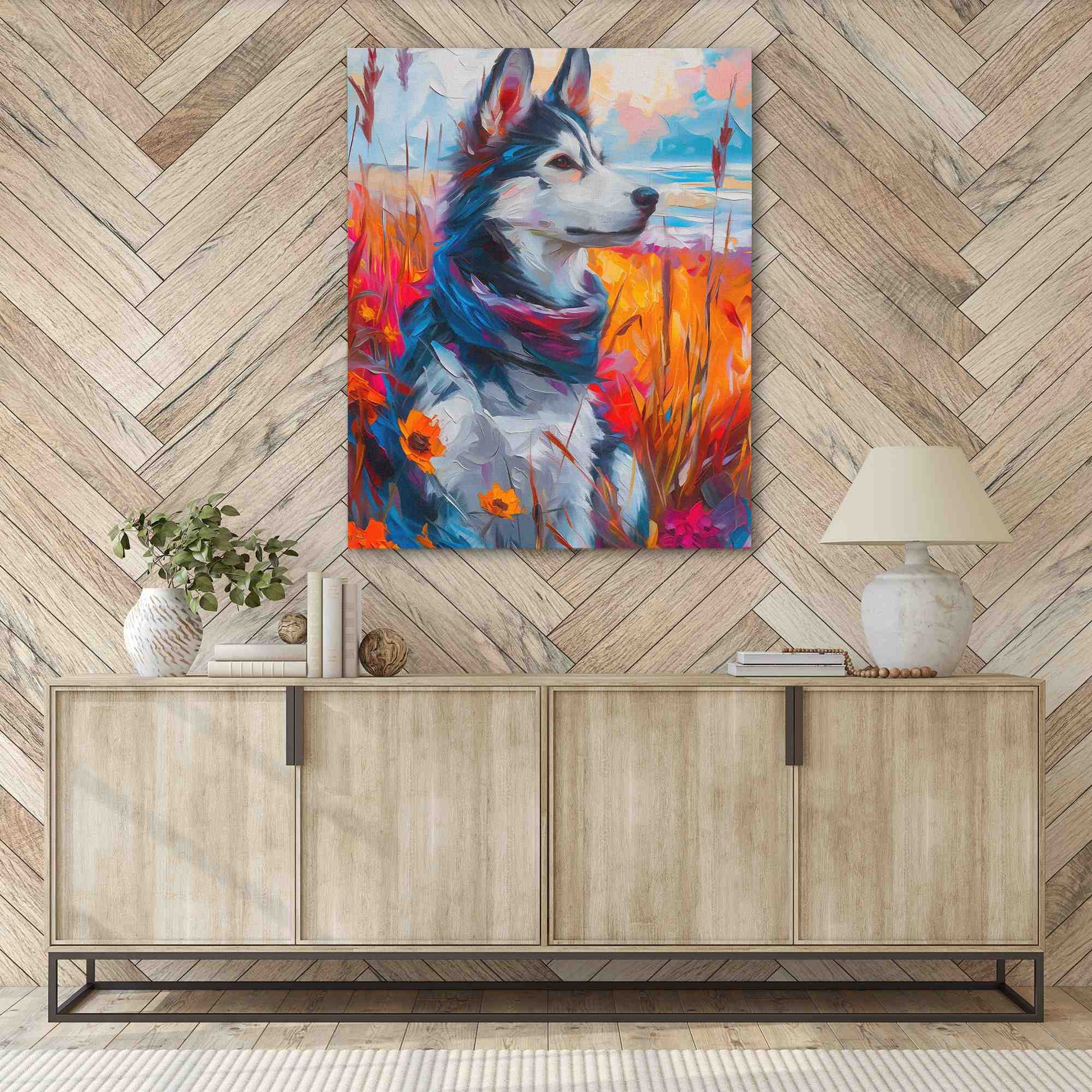 Husky Watercolor - Large Canvas Print
