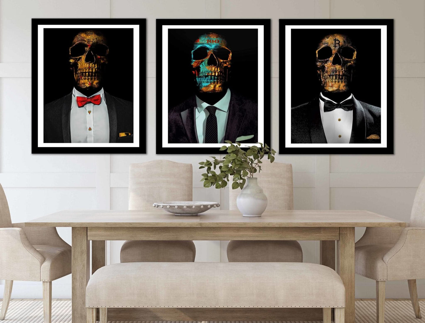 Hustler Skulls 3 Piece Semi-gloss Print Set - Entrepreneur Art