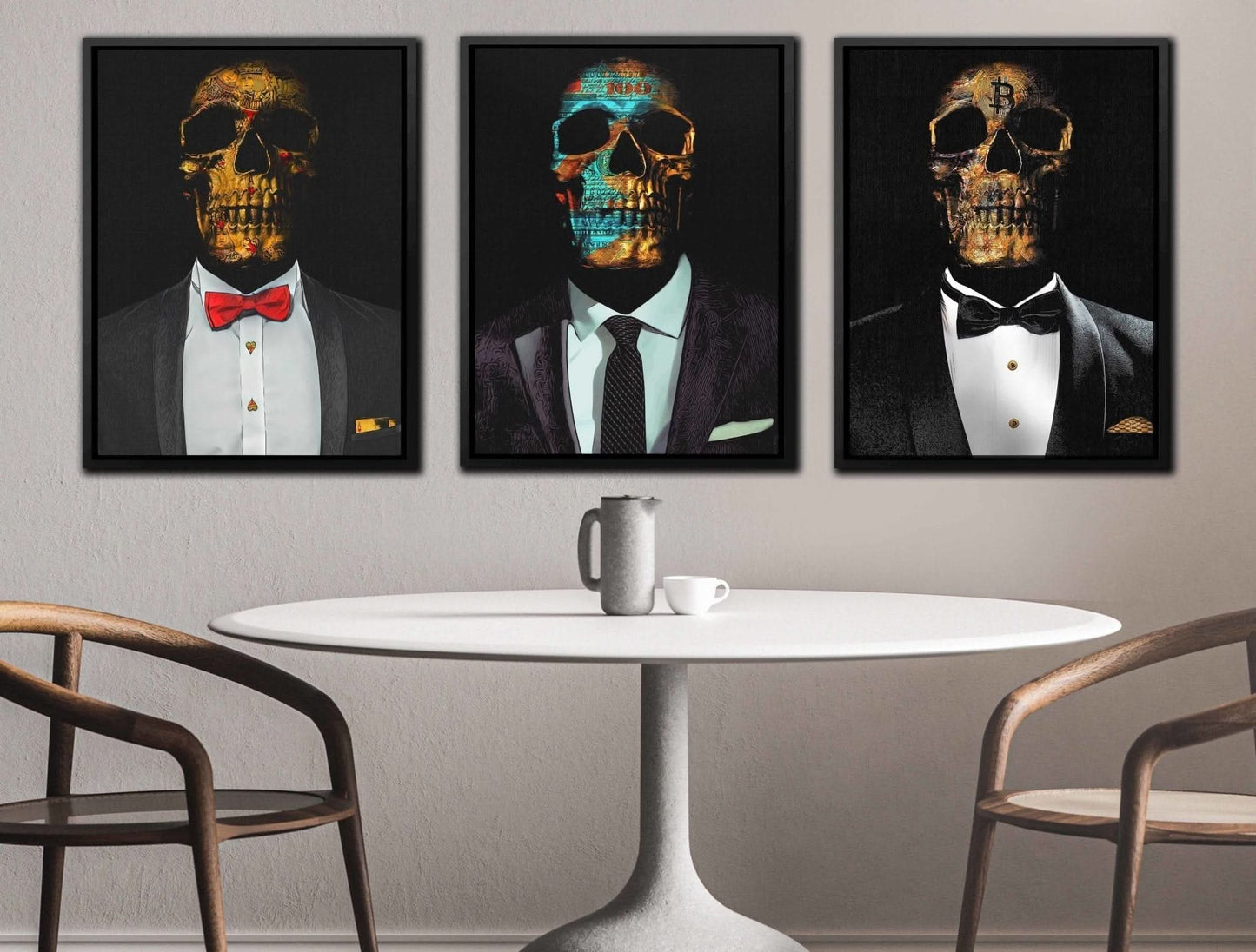 Hustler Skulls 3 Piece Set - Large Canvas Print