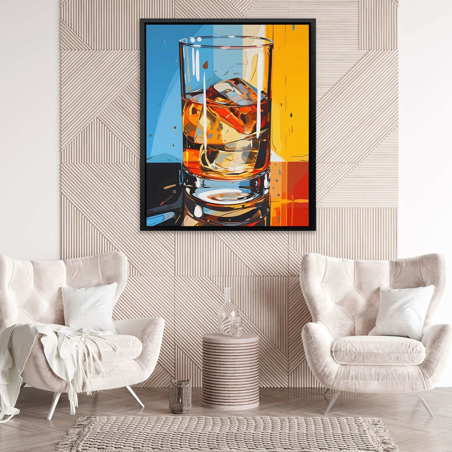 Hypnotic Harmony - Whiskey Wall Art in Black Frame