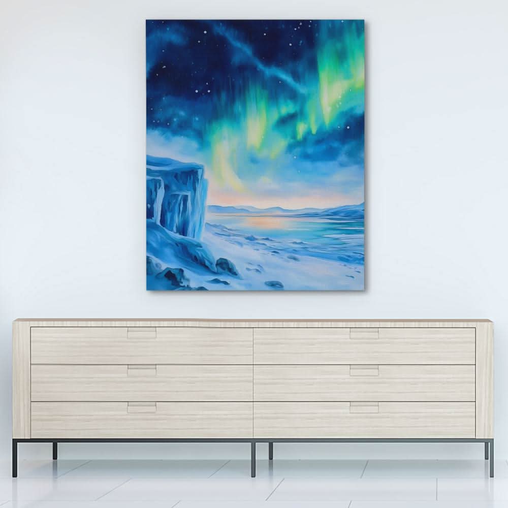 Icy Luminescence - Nature Wall Art in Black Frame