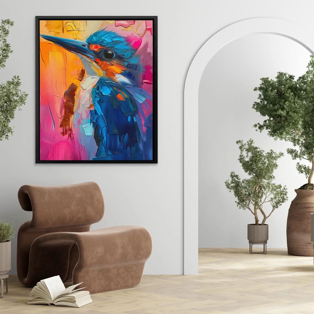 Illuminated Wonder - Royal Blue Wall Art in Black Frame