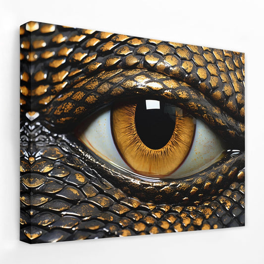 Illuminati Eye - Black Gold and White Canvas Wall Art