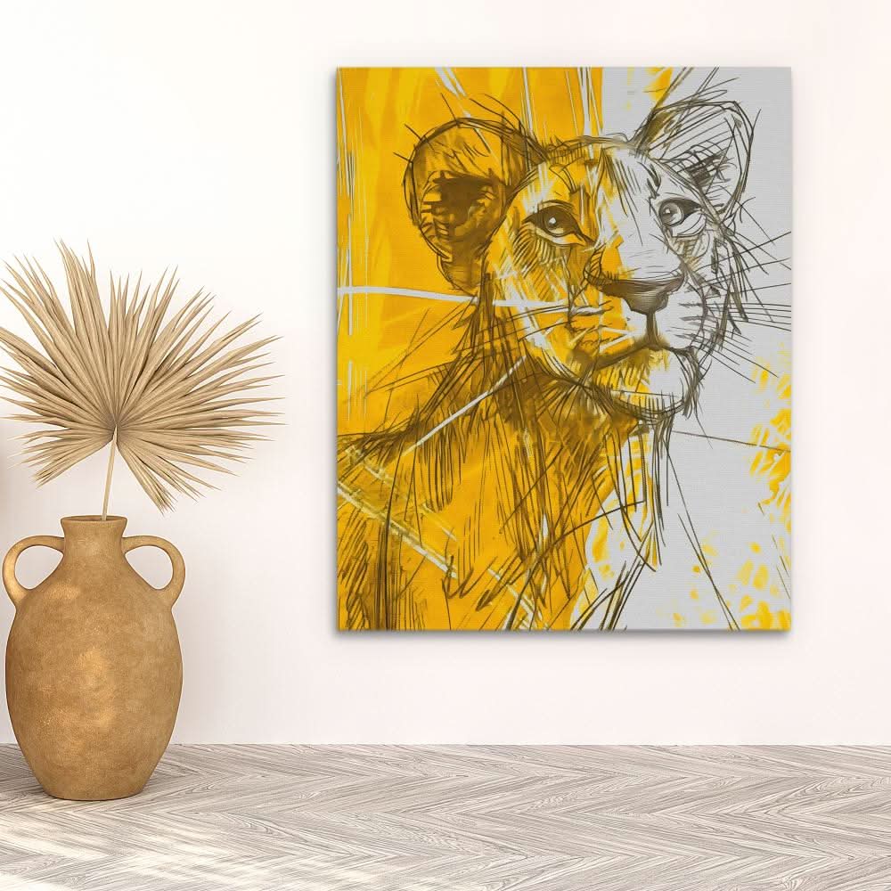 In Guardian of the Savannah - Baby Animal Wall Art in Black Frame