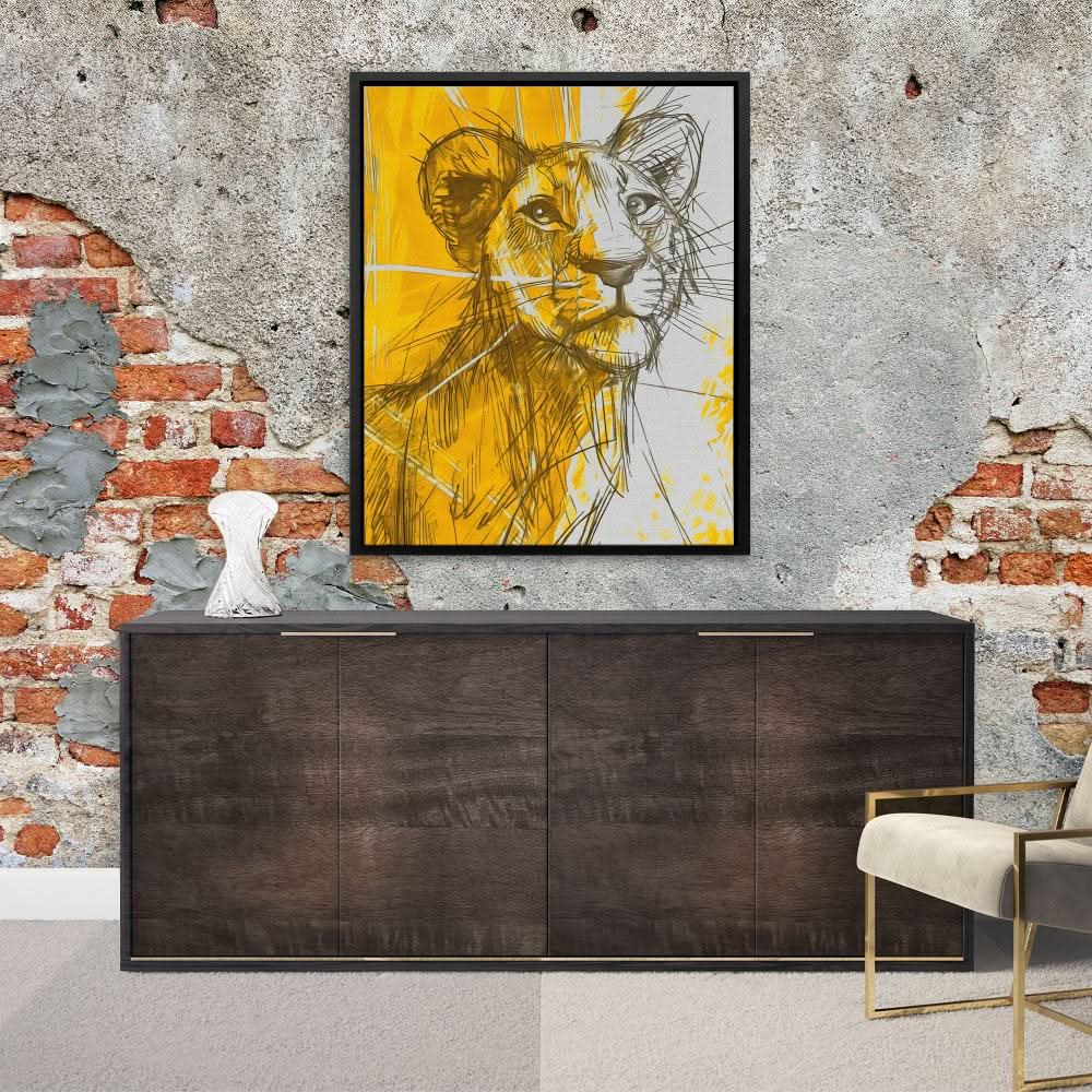 In Guardian of the Savannah - Yellow Wall Art for Kids Room
