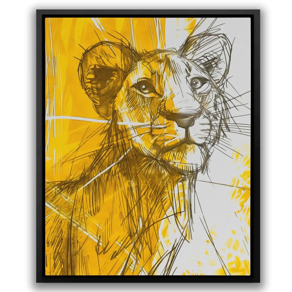 In Guardian of the Savannah - Yellow Baby Animal Canvas Print