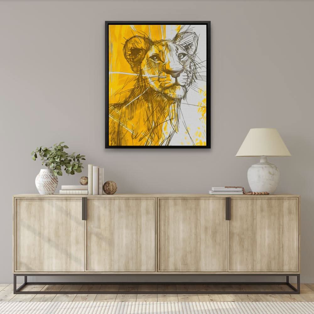In Guardian of the Savannah - Abstract Yellow Canvas Wall Art